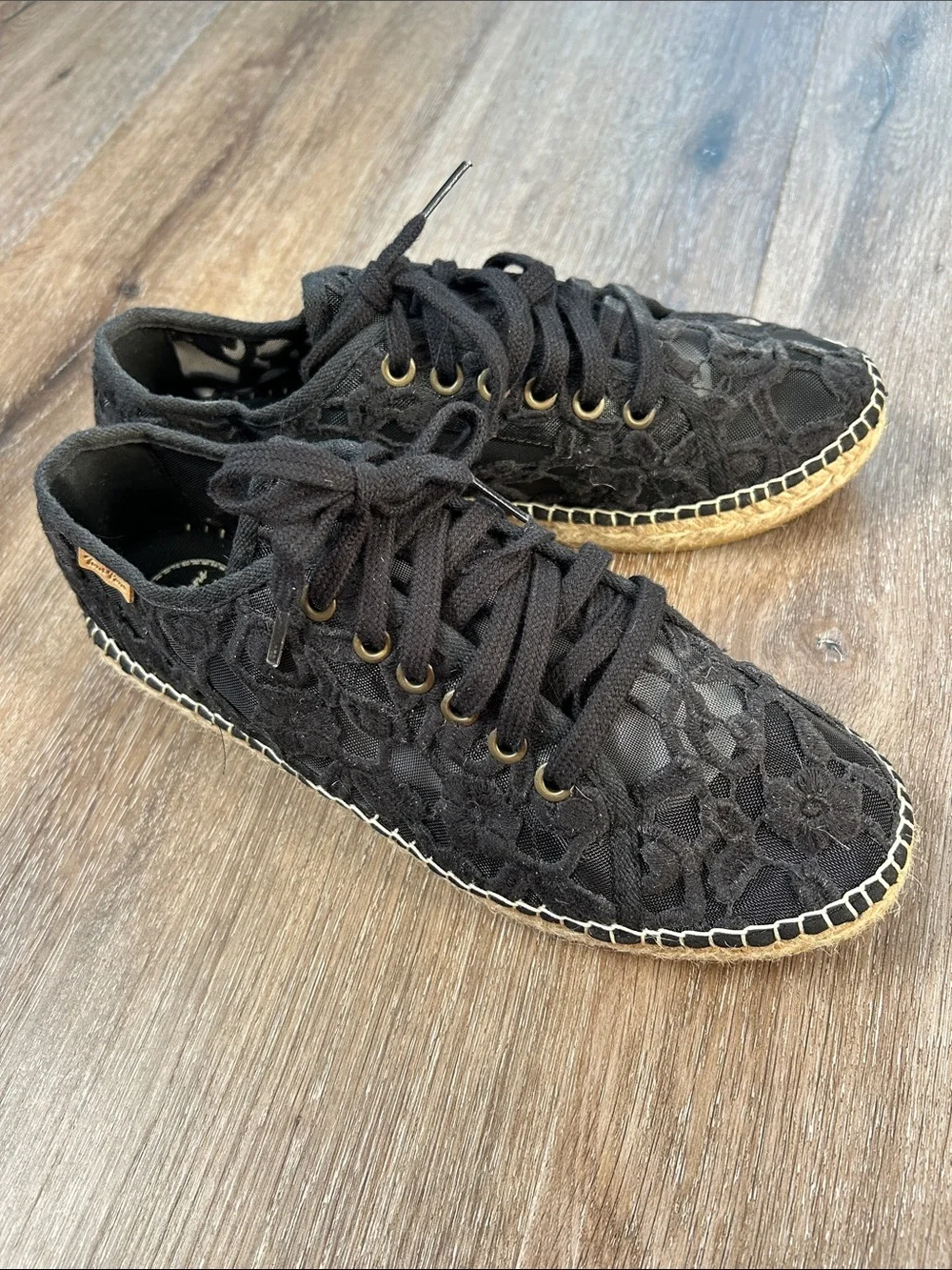 Women's Black Lace Espadrille Sneaker